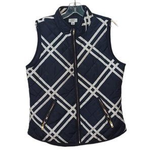 Crown & Ivy Navy Blue And White Quilted Vest Size Medium